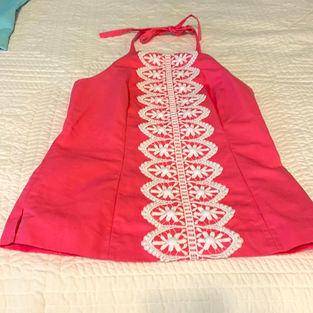 Lilly Pulitzer size 8.  Pink beaded halter top.